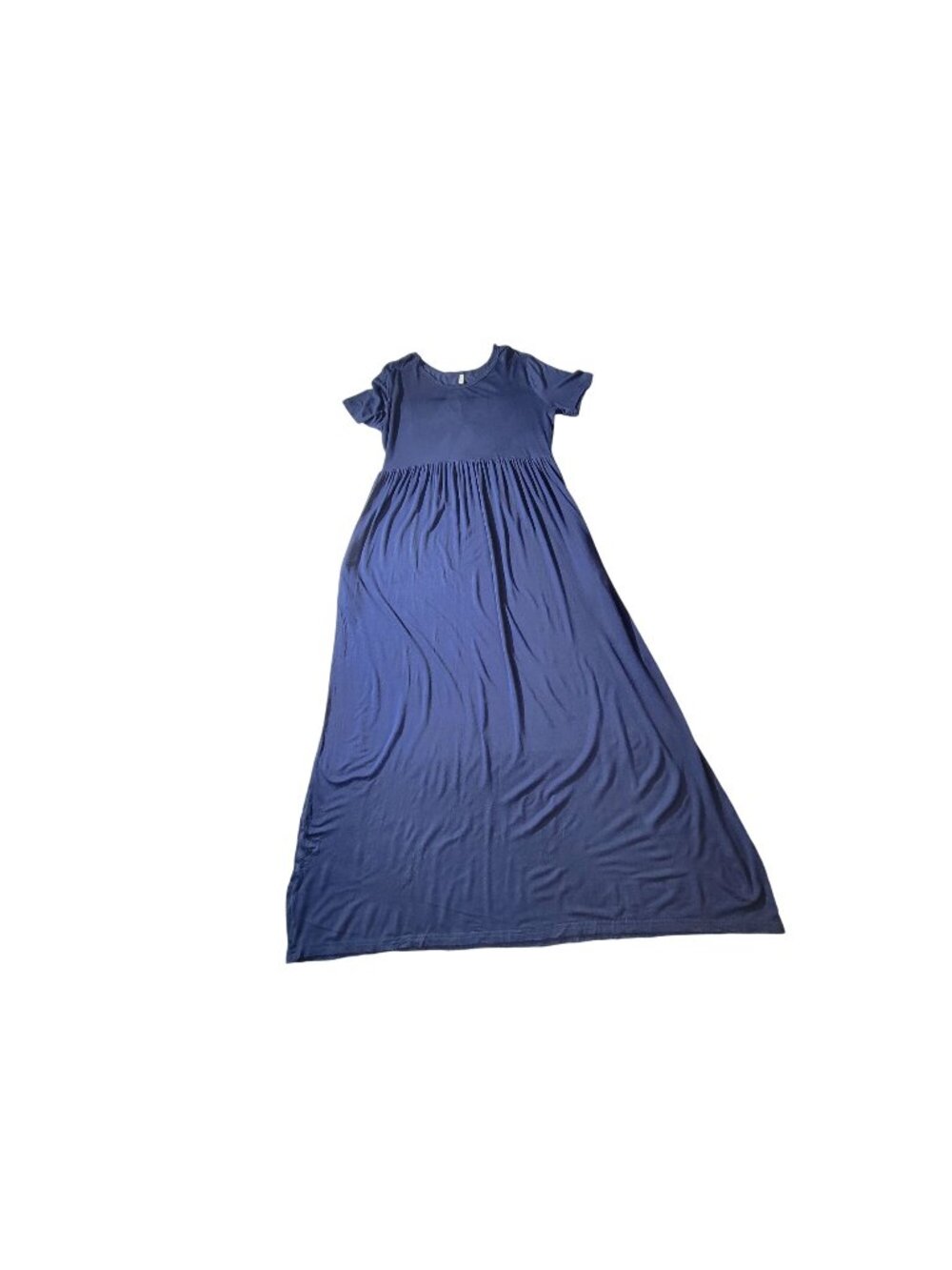 BISHUIGE Womens Navy Blue Maxi Dress 2XL Short Sleeve Rayon Spandex Blend